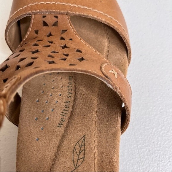 Earth Origins Hermia Tan Leather Wedge Gladiator Adjustable Ankle Strap Women 10 - Picture 9 of 15